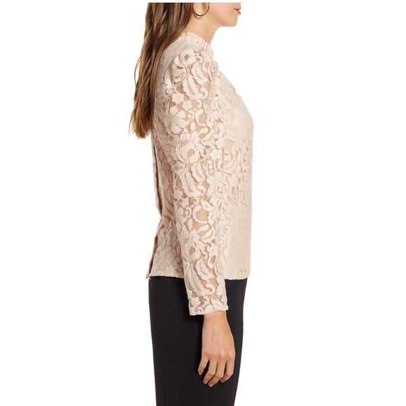Rachel Parcell XL cream Ruffle Neck Lace long sleeve top - Picture 8 of 9